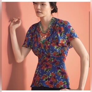 Girls From Savoy Anthropologie Dayflower silk blouse